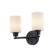 Kai 2-Light 13" Vanity Light in Black / Frosted
