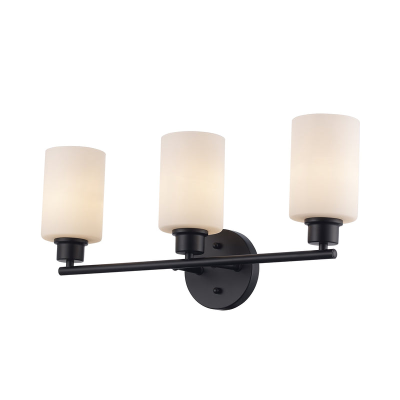 Kai 3-Light 22" Vanity Light in Black / Frosted