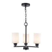 Kai 3-Light 16" Mini Chandelier in Black / Frosted