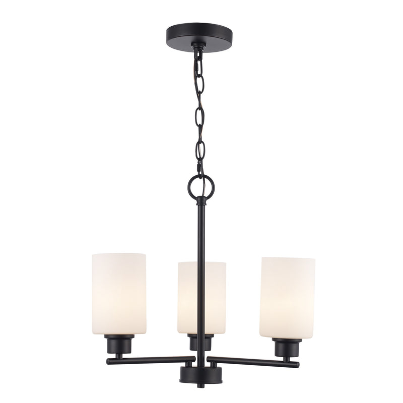 Kai 3-Light 16" Mini Chandelier in Black / Frosted