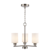 Kai 3-Light 16" Mini Chandelier in Brushed Nickel / Frosted