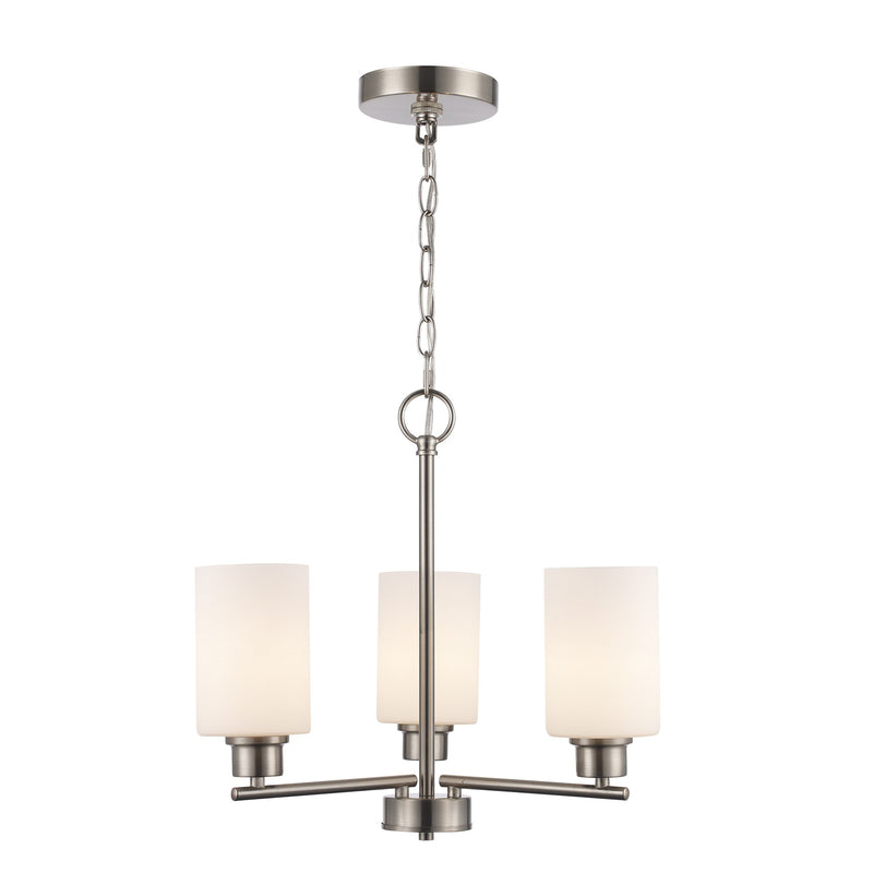 Kai 3-Light 16" Mini Chandelier in Brushed Nickel / Frosted