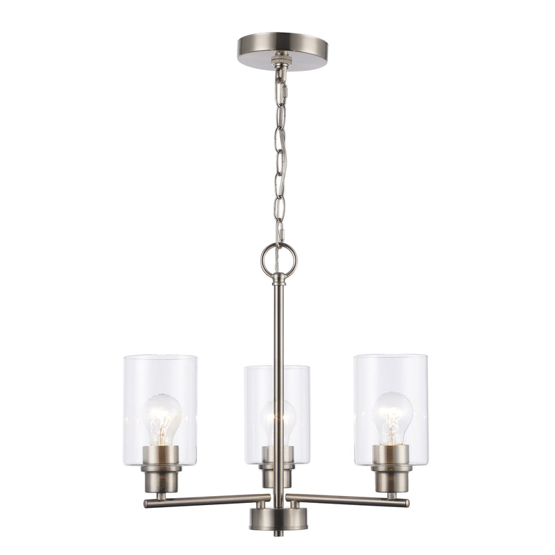 Kai 3-Light 16" Mini Chandelier in Brushed Nickel