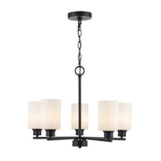 Kai 5-Light 22" Chandelier in Black / Frosted