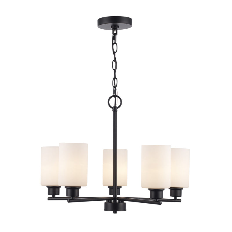 Kai 5-Light 22" Chandelier in Black / Frosted