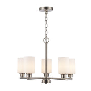 Kai 5-Light 22" Chandelier in Brushed Nickel / Frosted
