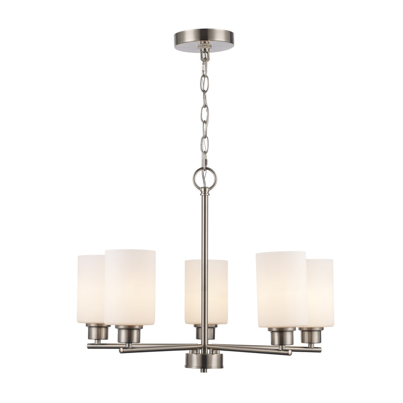Kai 5-Light 22" Chandelier in Brushed Nickel / Frosted