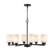 Kai 8-Light 30" Chandelier in Black / Frosted