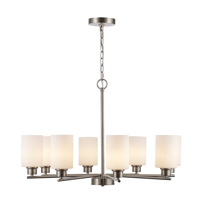 Kai 8-Light 30" Chandelier in Brushed Nickel / Frosted