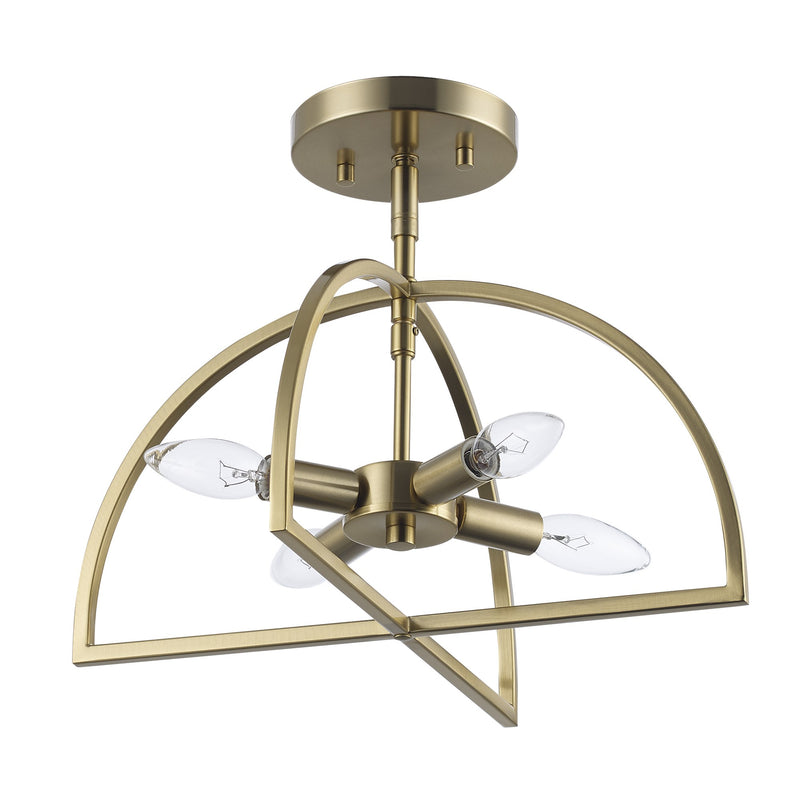 Adelia 4-Light 15" Semi-Flush Mount in Antique Gold