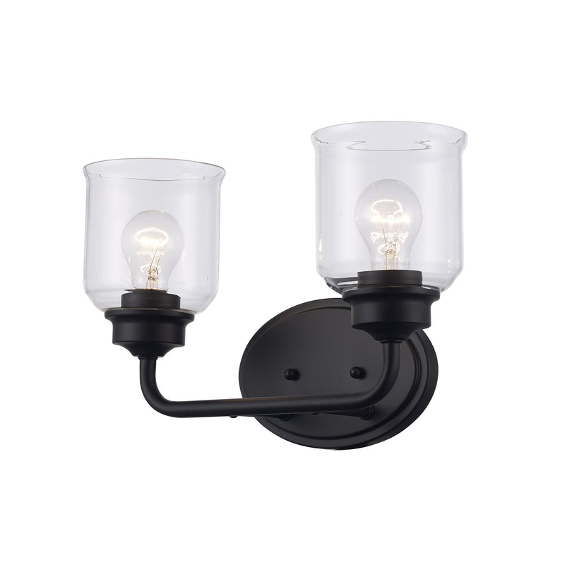 Zoe 2-Light 14.75" Vanity Light in Black