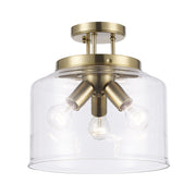 Zoe 3-Light 12.75" Semi-Flush Mount in Antique Gold