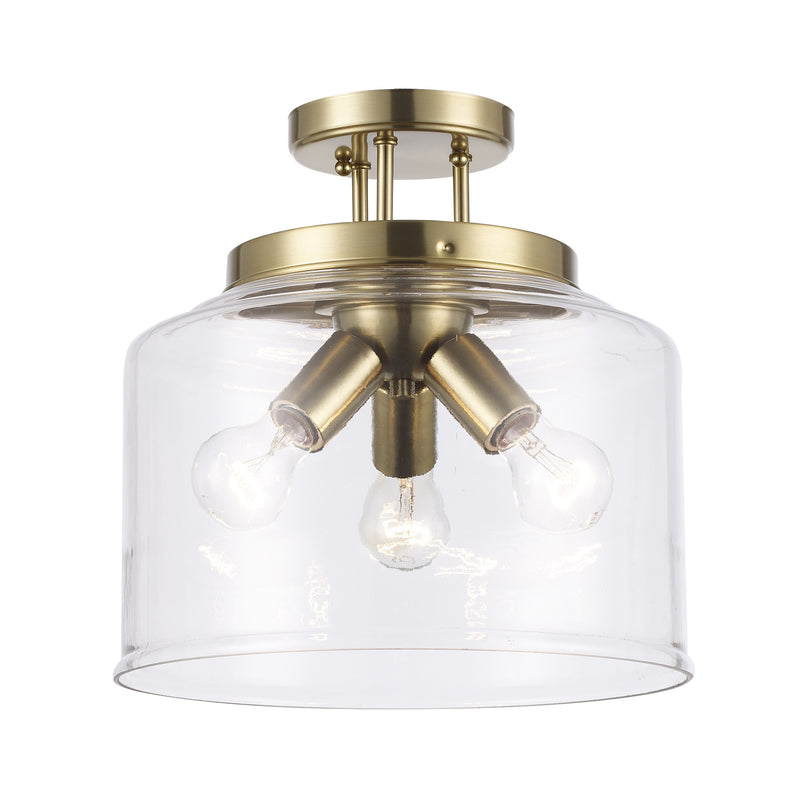 Zoe 3-Light 12.75" Semi-Flush Mount in Antique Gold