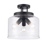 Zoe 3-Light 12.75" Semi-Flush Mount in Black