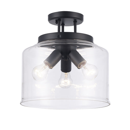 Zoe 3-Light 12.75" Semi-Flush Mount in Black
