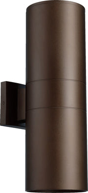 Cylinder 17" 2 Light Outdoor Wall Light in Oiled Bronze