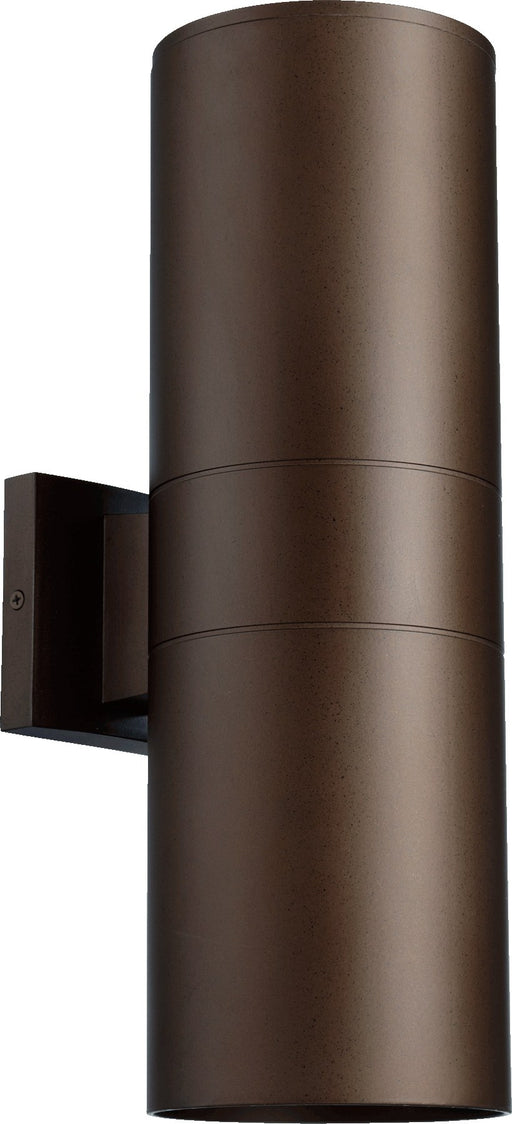 Cylinder 17" 2 Light Outdoor Wall Light in Oiled Bronze