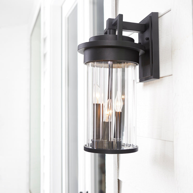 Dimas 16" 3 Light Outdoor Wall Lantern in Textured Black