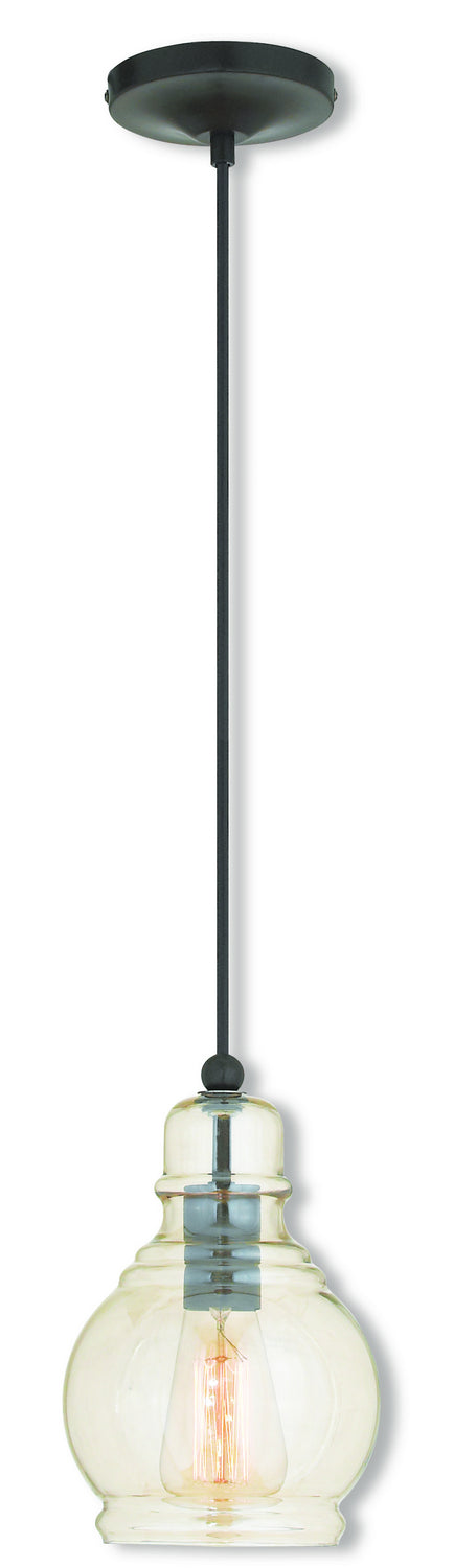 Art Glass Mini Pendants 1 Light Mini Pendant in English Bronze