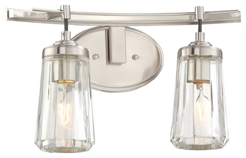 Poleis 2-Light Bath Vanity Light in Brushed Nickel