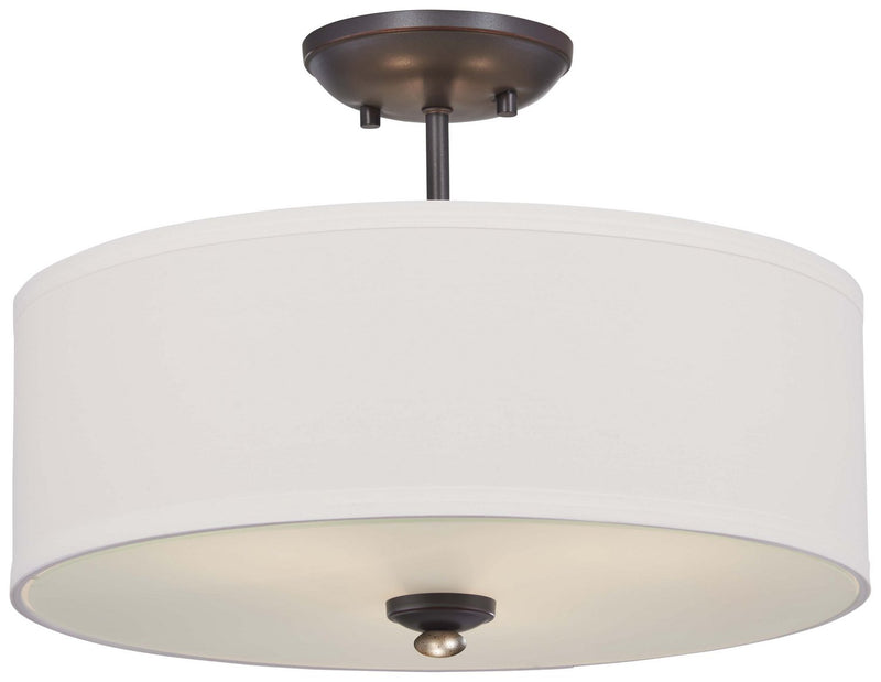 Shadowglen 3-Light Semi-Flush Mount in Lathan Bronze w/Gold Highlights