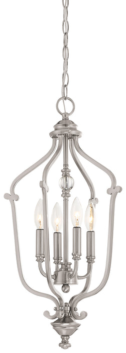 Savannah Row 4-Light Foyer in Brushed Nickel & Clear Glass - Lamps Expo
