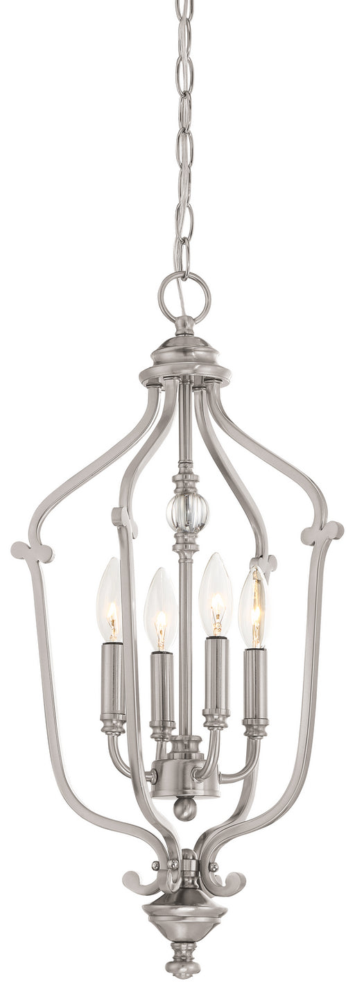 Savannah Row 4-Light Foyer in Brushed Nickel & Clear Glass - Lamps Expo