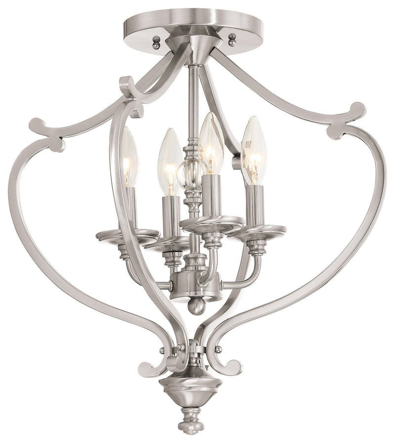 Savannah Row 4-Light Semi-Flush Mount in Brushed Nickel