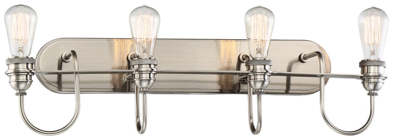 Uptown Edison 4-Light Bath Vanity Light in Plated Pewter