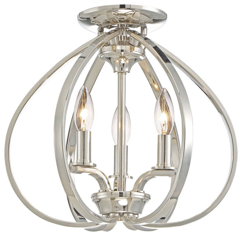 Tilbury 3-Light Semi-Flush Mount in Polished Nickel