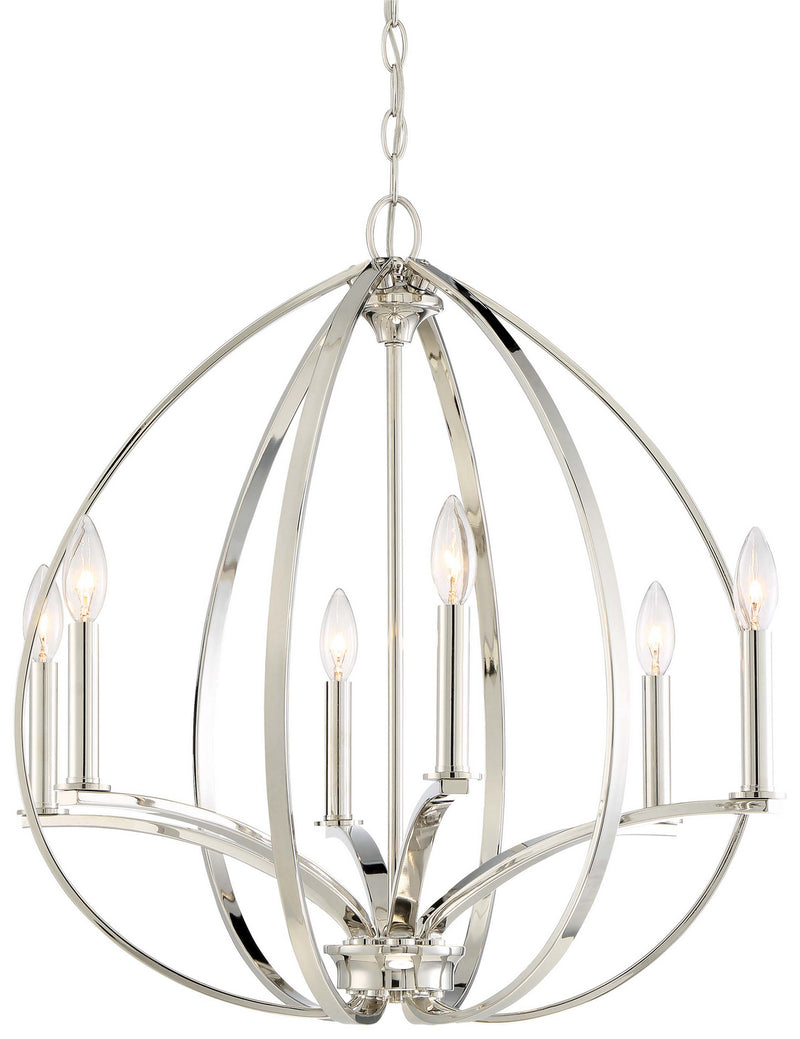 Tilbury 6-Light Chandelier in Polished Nickel - Lamps Expo