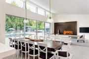 Amon 1 Light 8" Pendant in Satin Gold in a room setting
