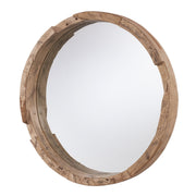 Round Reclaimed Wood Mirror in Natural Wood