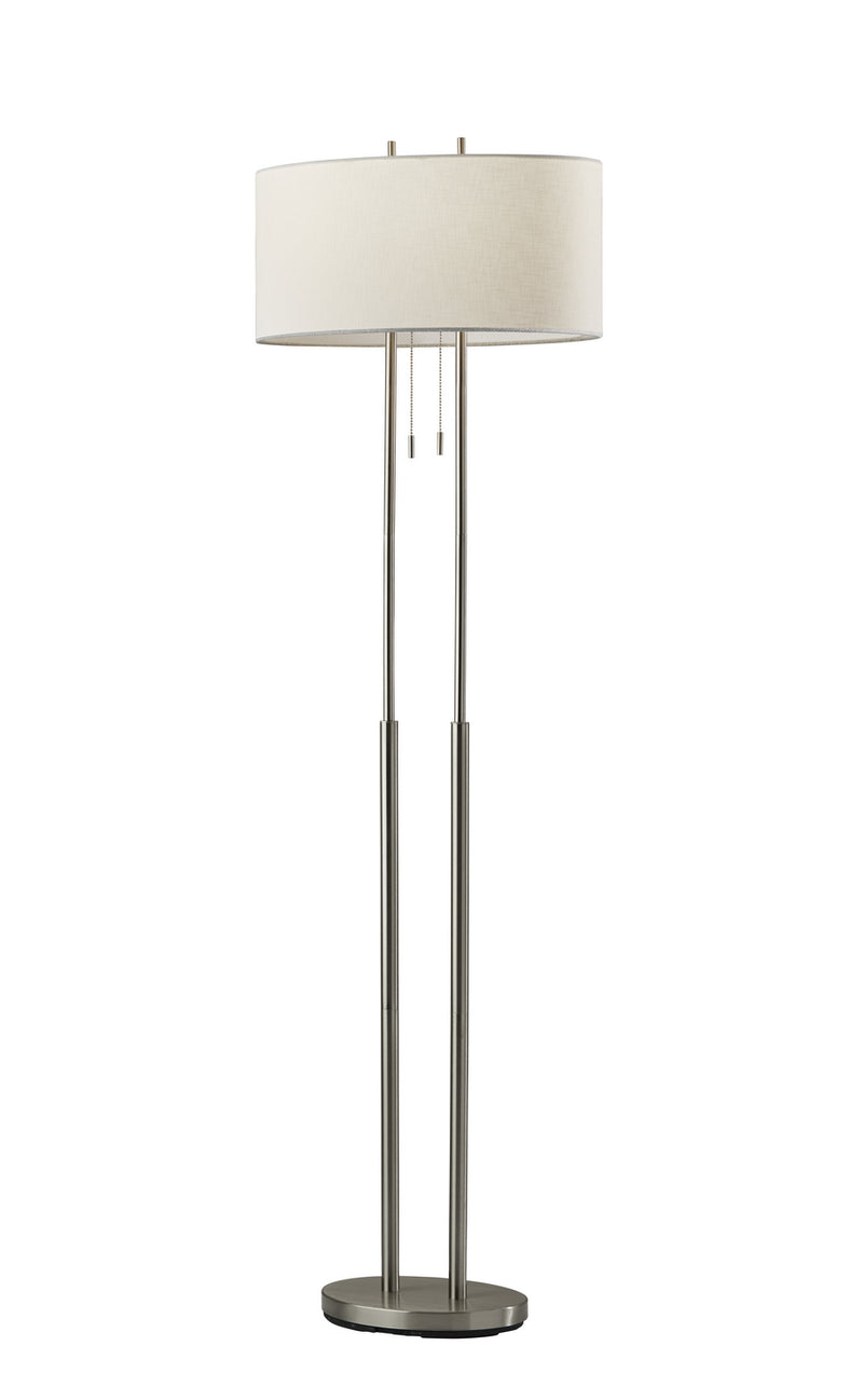 Duet Two Light Floor Lamp in Brushed Steel