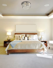 Halcyon 3 Light 16.25" Flush Mount in Brushed Nickel in a room setting