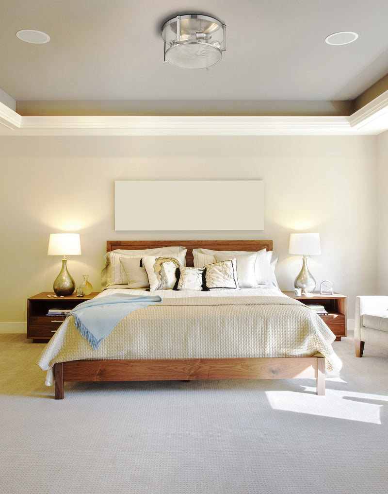 Halcyon 3 Light 16.25" Flush Mount in Brushed Nickel in a room setting
