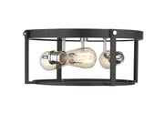 Halcyon 3 Light 16.25" Flush Mount in Matte Black + Chrome