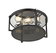 Halcyon 3 Light 16.25" Flush Mount in Matte Black + Chrome