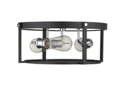 Halcyon 3 Light 16.25" Flush Mount in Matte Black + Chrome