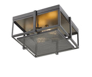 Halcyon 2 Light 13.75" Flush Mount in Bronze + Heritage Brass