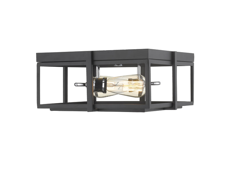 Halcyon 2 Light 13.75" Flush Mount in Matte Black + Chrome