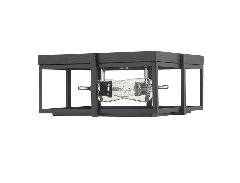 Halcyon 2 Light 13.75" Flush Mount in Matte Black + Chrome