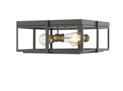 Halcyon 3 Light 15.75" Flush Mount in Bronze + Heritage Brass