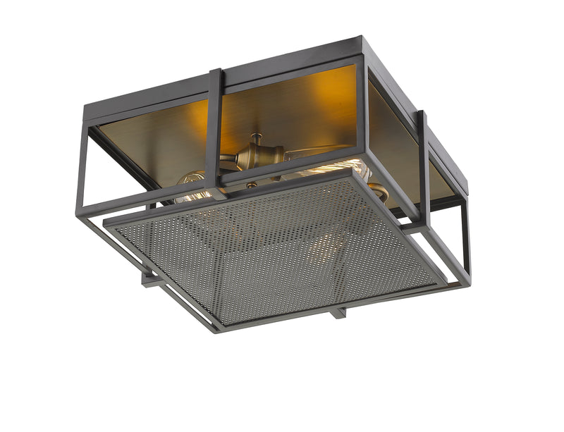 Halcyon 3 Light 15.75" Flush Mount in Bronze + Heritage Brass