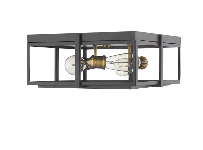 Halcyon 3 Light 15.75" Flush Mount in Bronze + Heritage Brass