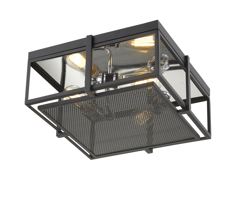 Halcyon 3 Light 15.75" Flush Mount in Matte Black + Chrome