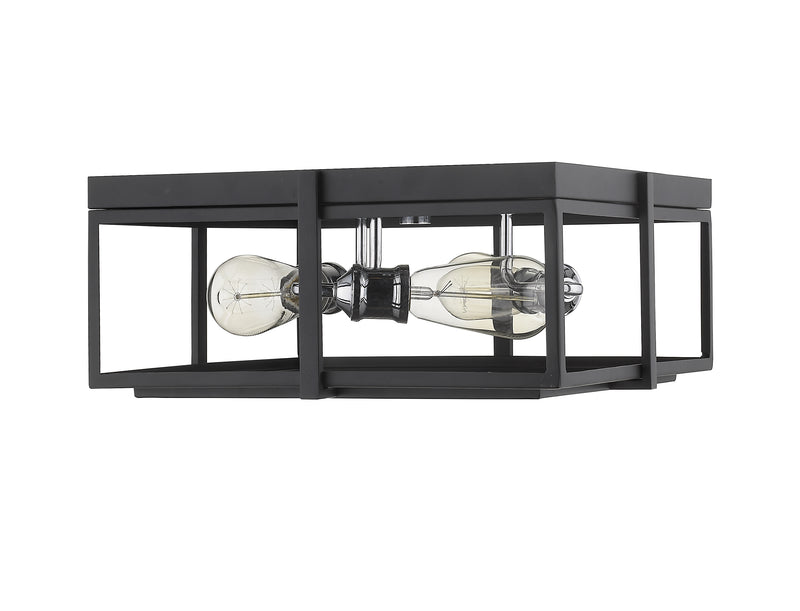 Halcyon 3 Light 15.75" Flush Mount in Matte Black + Chrome