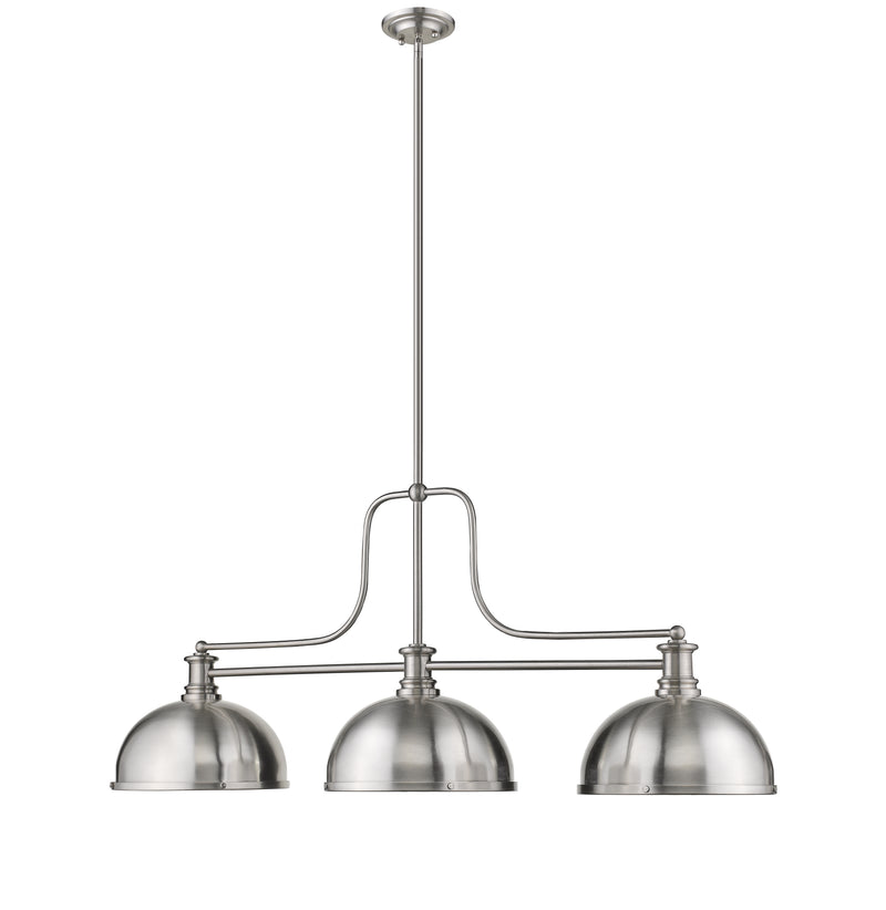 Melange 3 Light 52" Billiard, Glass & Metal Shades (3BILL) in Brushed Nickel