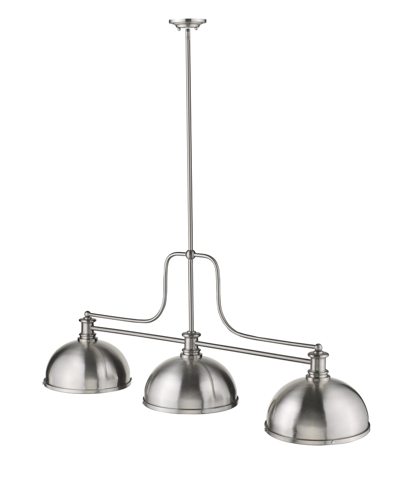 Melange 3 Light 52" Billiard, Glass & Metal Shades (3BILL) in Brushed Nickel