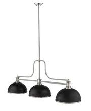 Melange 3 Light 52" Billiard, Glass & Metal Shades (3BILL) in Brushed Nickel